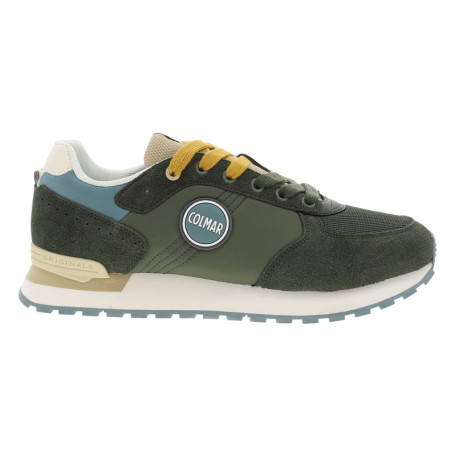 Baskets running kaki en cuir avec un talon plat...