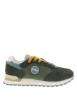 Thumbnail Baskets running kaki en cuir avec un talon plat et des lacets