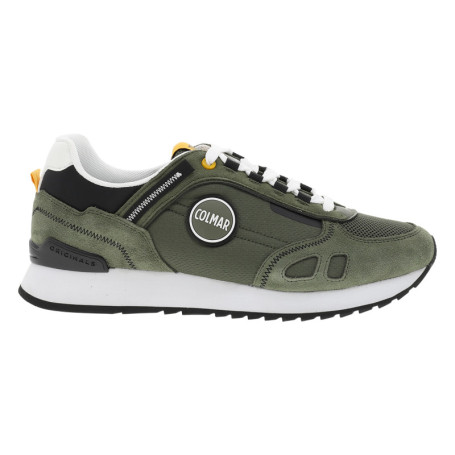 Baskets running kaki en cuir avec un talon plat...