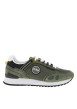 Thumbnail Baskets running kaki en cuir avec un talon plat et des lacets
