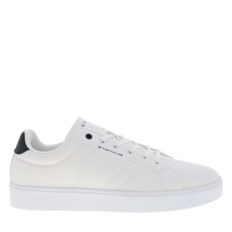 Tennis blanches à talon plat avec un logo...