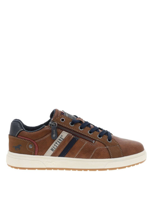 Baskets marron à talon plat avec des lacets et un zip latéral