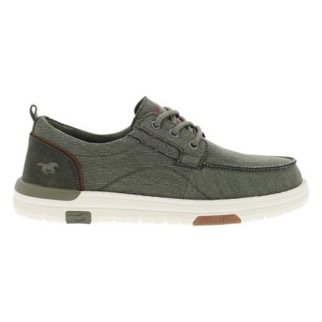 Baskets kaki à talon plat avec des lacets ronds...