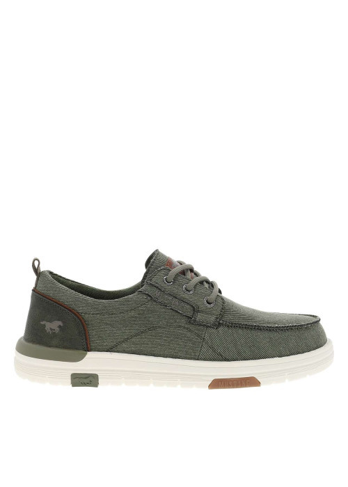 Baskets kaki à talon plat avec des lacets ronds et un logo embossé au talon