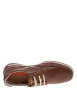 Thumbnail Derbies Marbella en cuir cognac à talon plat avec des lacets plats écrus - Image 4