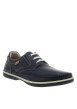 Thumbnail Derbies bleu marine en cuir avec un talon plat et des lacets blancs - Image 3