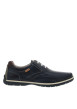 Thumbnail Derbies bleu marine en cuir avec un talon plat et des lacets blancs