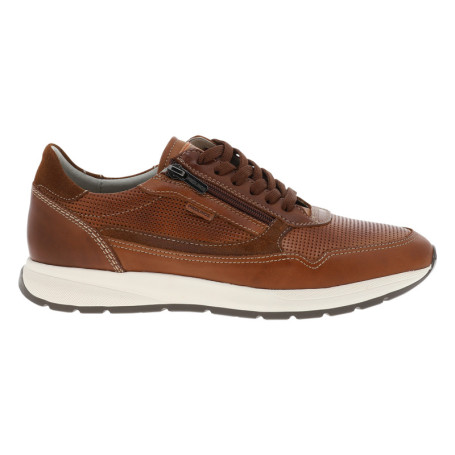 Sneakers cognac en cuir à talon plat avec des...