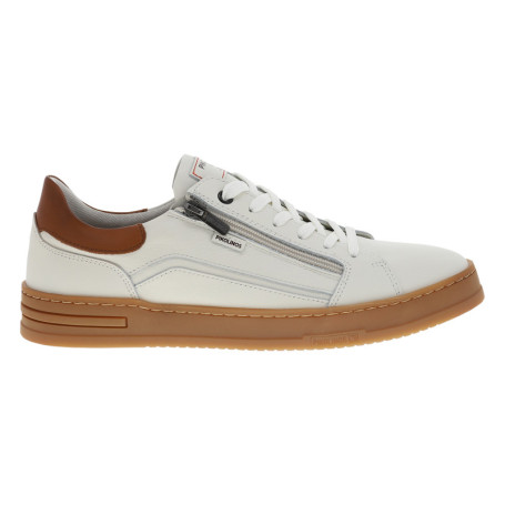Tennis blanches en cuir à talon plat avec des...