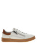 Thumbnail Tennis blanches en cuir à talon plat avec des lacets et un zip latéral
