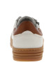 Thumbnail Tennis blanches en cuir à talon plat avec des lacets et un zip latéral - Image 6