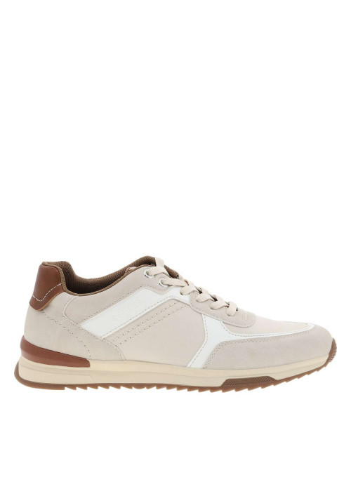Baskets running beiges à talon plat avec des lacets et logo embossé