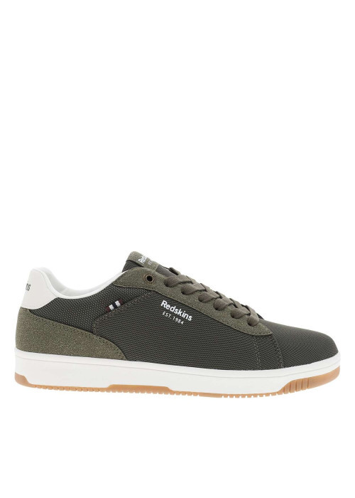 Baskets kaki à talon plat avec des lacets et nom de la marque imprimé
