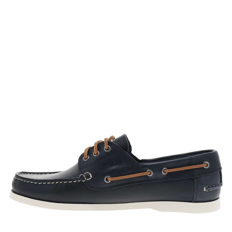 Redskins - Mocassins Bleu Marine En Cuir Avec Un Talon Plat Et Des Lacets - Bleu Foncé