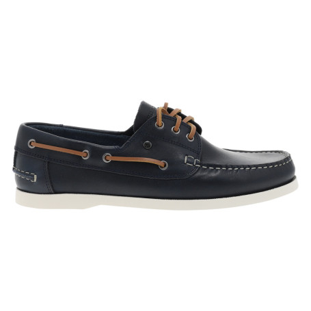 Mocassins bleu marine en cuir avec un talon...