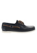 Thumbnail Mocassins bleu marine en cuir avec un talon plat et des lacets
