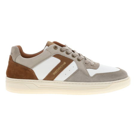 Tennis blanches et beiges en cuir avec un talon...