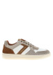 Thumbnail Tennis blanches et beiges en cuir avec un talon plat et des lacets