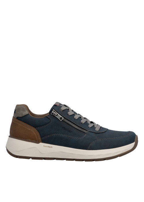 Baskets running bleu marine à talon plat et à lacets plats avec un zip