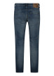 Thumbnail Jean en coton bleu indigo délavé avec une coupe droite et 5 poches - Image 2