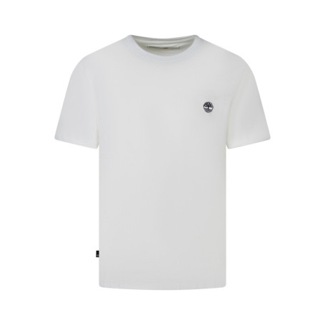 T-shirt blanc en coton biologique uni avec logo...