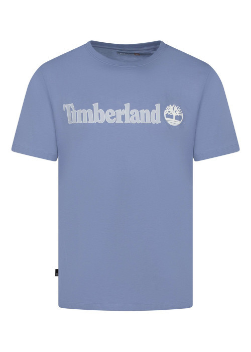 T-shirt en coton bleu clair imprimé avec une coupe droite et des manches courtes