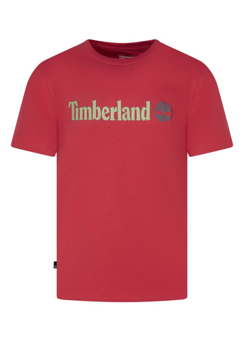 T-shirt en coton rouge imprimé avec une coupe droite et des manches courtes