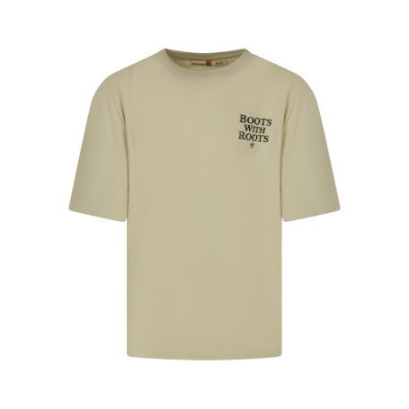T-shirt en coton écru imprimé avec une coupe...