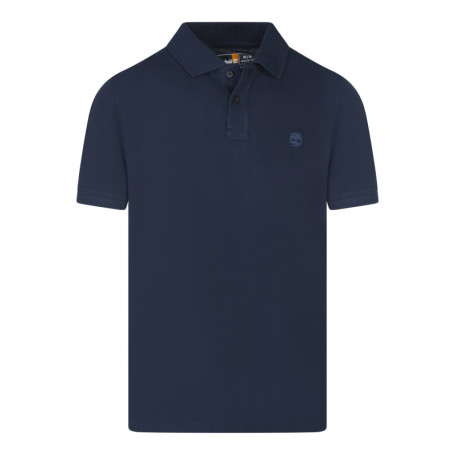 Polo en coton marine uni avec une coupe droite...
