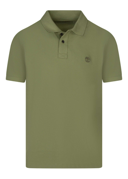 Polo en coton tilleul uni pourvu d'une coupe droite et d'un col boutonné