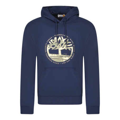 Sweat à capuche en coton mélangé bleu marine...