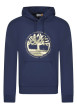 Thumbnail Sweat à capuche en coton mélangé bleu marine imprimé avec une coupe droite