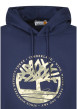Thumbnail Sweat à capuche en coton mélangé bleu marine imprimé avec une coupe droite - Image 3