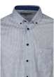 Thumbnail Chemise en coton blanche et bleue avec une coupe droite et un col américain