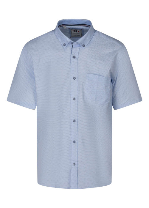 Chemise en coton mélangé bleu clair à motifs avec une coupe droite