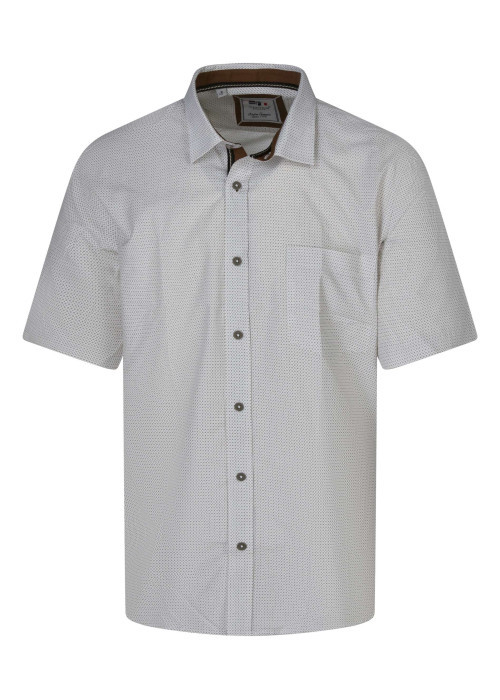Chemise écrue en coton mélangé avec une coupe droite et un col à revers
