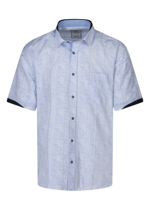 Chemise en coton mélangé bleu clair à motifs avec une coupe droite