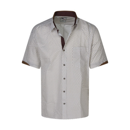 Chemise en coton blanche et marron à motifs...
