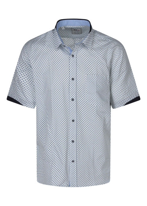 Chemise en coton blanche et bleue à motifs avec une coupe droite