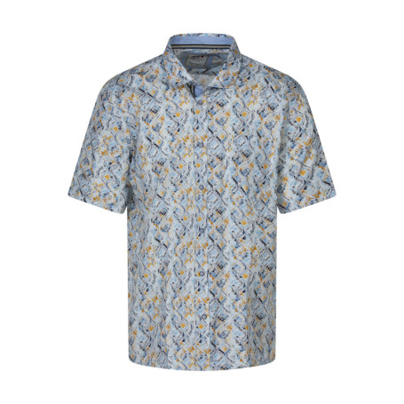 Chemise bleu clair en coton à motifs imprimés...