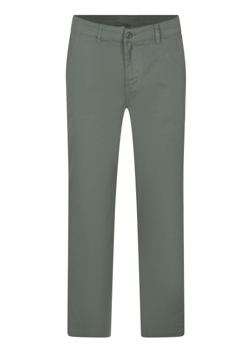 Pantalon chino en coton biologique vert uni à coupe droite avec 4 poches