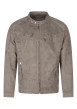 Thumbnail Blouson taupe uni avec un col motard et des manches longues