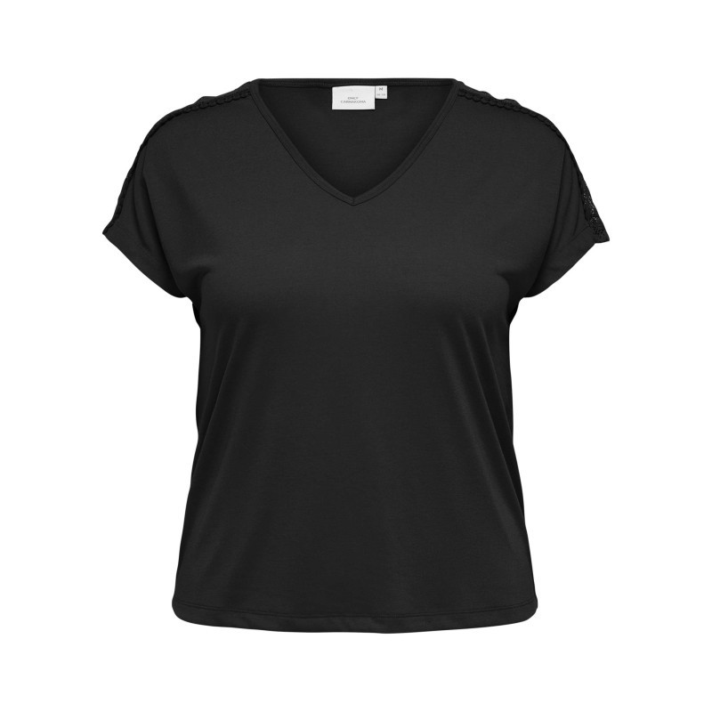 Only Carmakoma - T-shirt Noir Uni Avec Une Coupe Ajustée Et Des Manches Courtes - Noir Only Carmakoma - T-shirt Noir Uni Avec Une Coupe Ajustée Et Des Manches Courtes - Noir