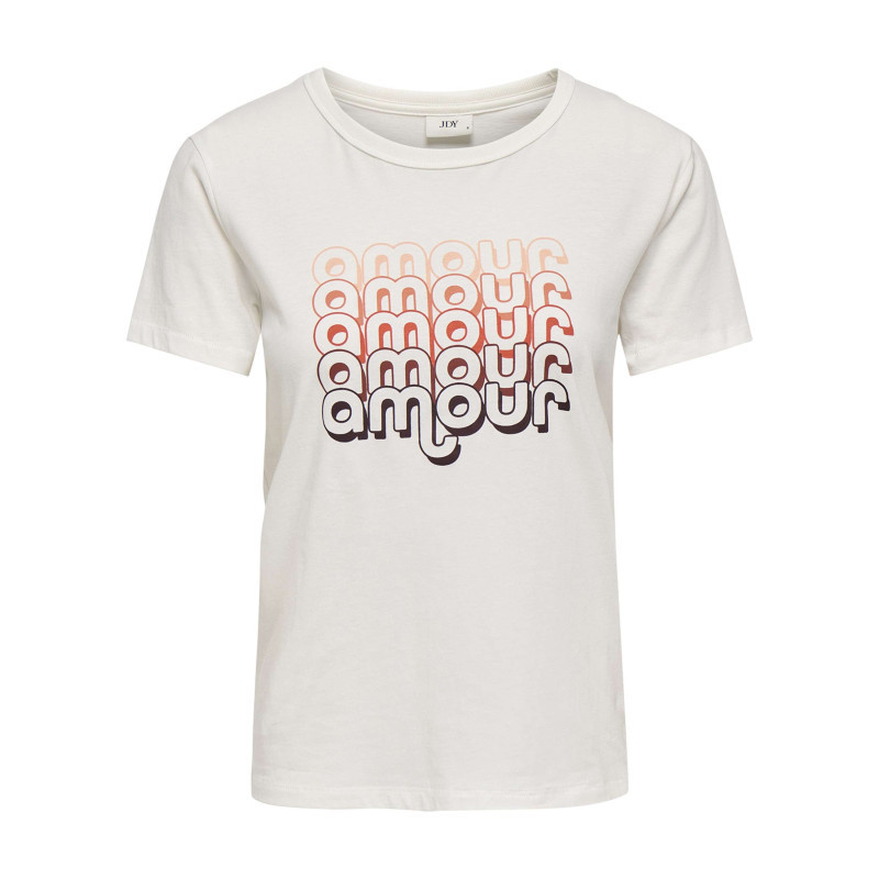 Jdy - T-shirt En Coton Blanc Imprimé Avec Une Coupe Droite Et Un Col Rond - Blanc