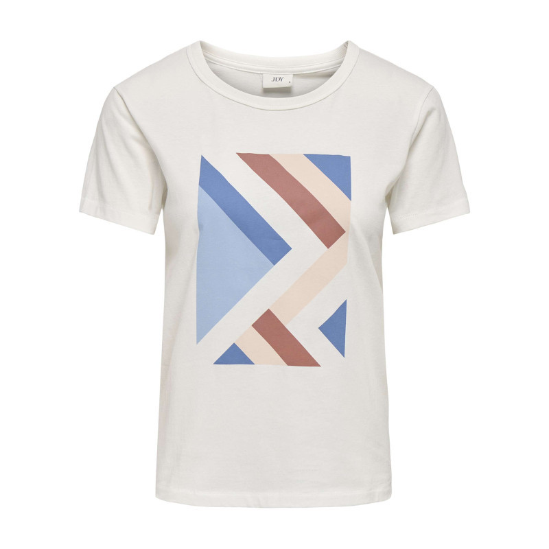 Jdy - T-shirt En Coton Blanc Imprimé Avec Une Coupe Droite Et Un Col Rond - Blanc