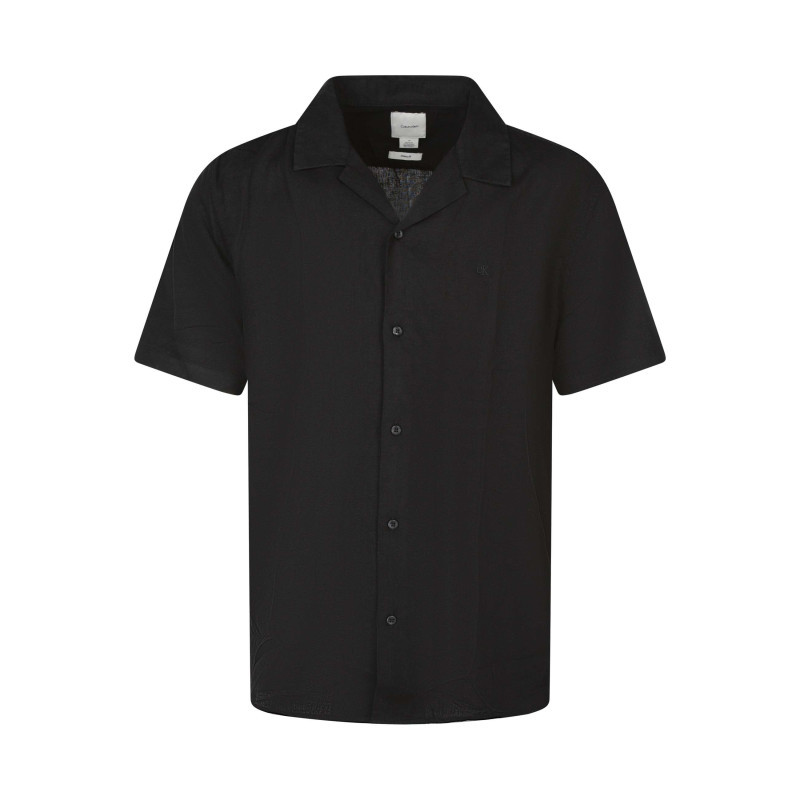 Calvin Klein - Chemise Noire à Coupe Droite Pourvue D'un Col Cubain Et De Manches Courtes - Noir Calvin Klein - Chemise Noire à Coupe Droite Pourvue D'un Col Cubain Et De Manches Courtes - Noir
