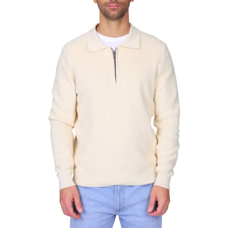 Pull en coton écru à coupe droite pourvu d'un...
