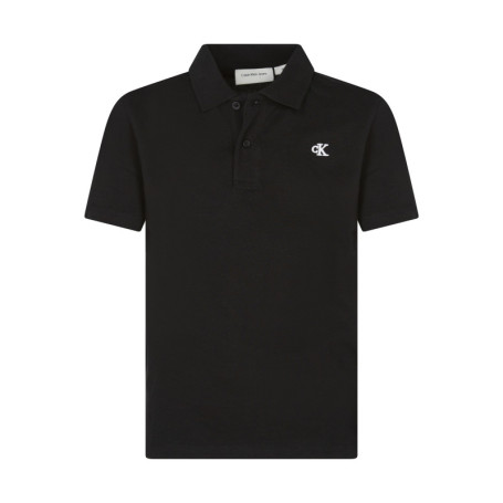 Polo noir uni en coton mélangé avec une coupe...