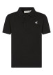 Thumbnail Polo noir uni en coton mélangé avec une coupe droite et un col à revers
