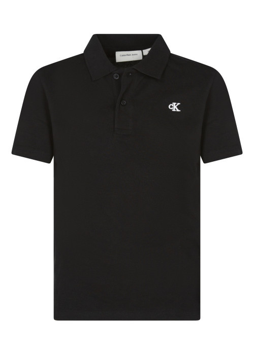 Polo noir uni en coton mélangé avec une coupe...